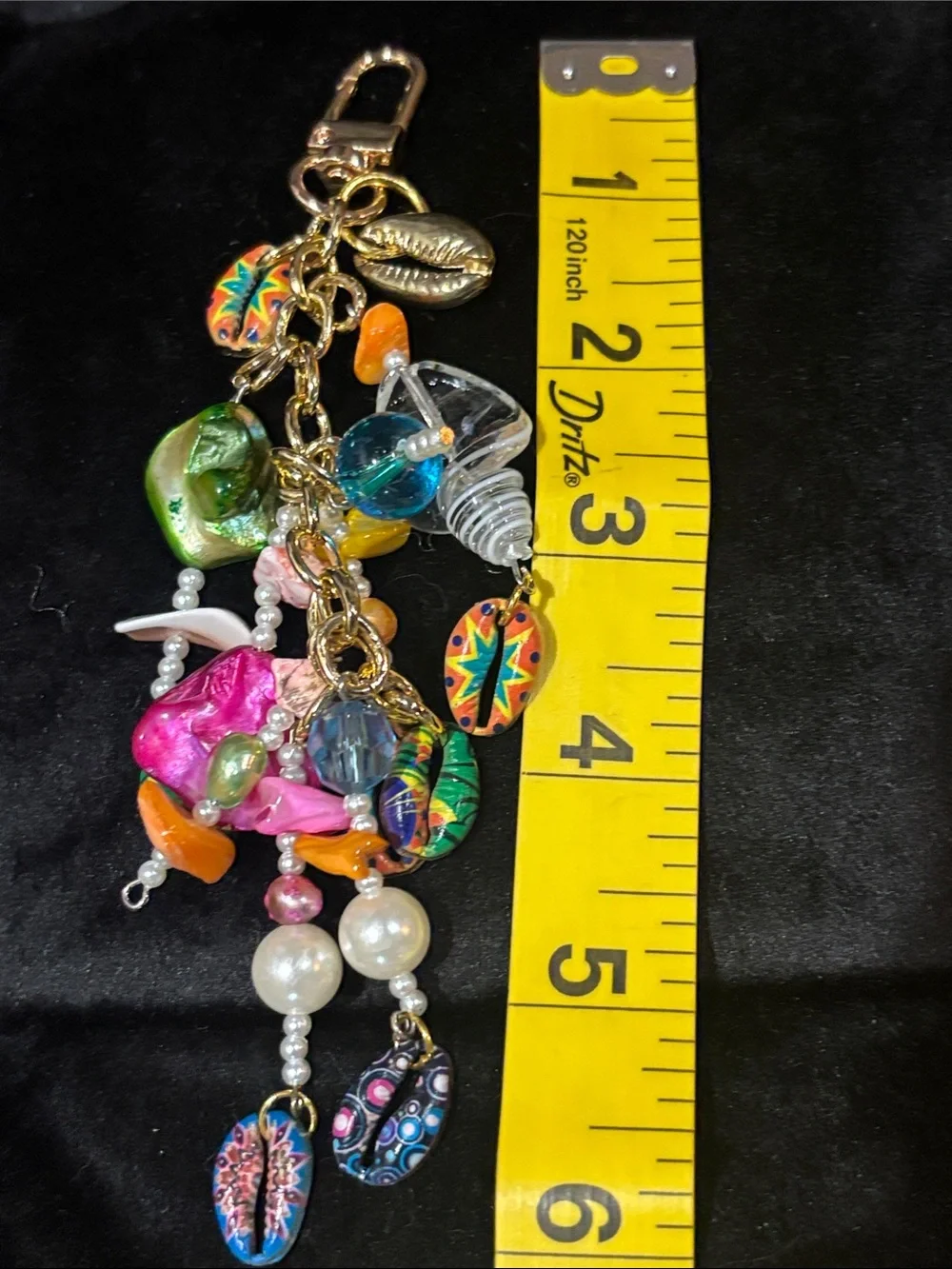 KB keychain seashell multicolor nautical coastal beach vacation ocean pearls